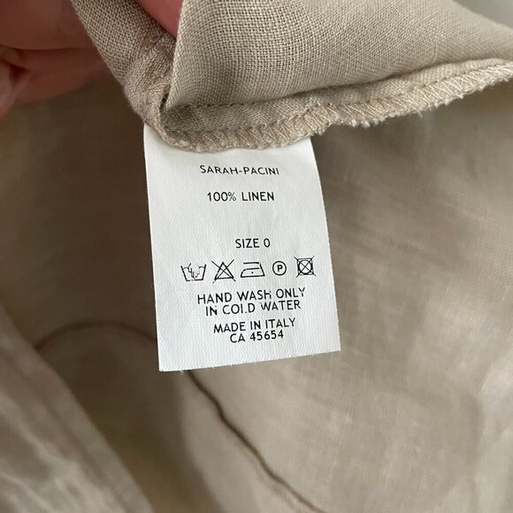 Sarah Pacini Linen Pullover V-Neck Casual Sleeveless Mini Dress Brown XS - Picture 8 of 8